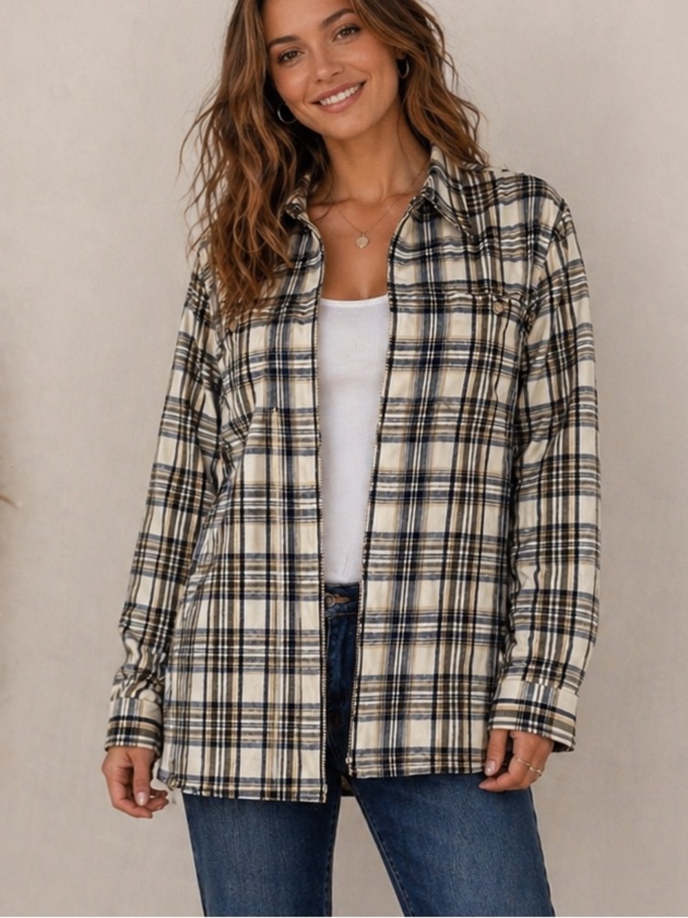 ✨ Carolina Colours Plaid Zip-Up Shacket | Size S | Vintage Vibes 🍂🤍✨